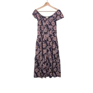 Knox Rose Navy and Pink Floral Maxi Women's Dress, XS